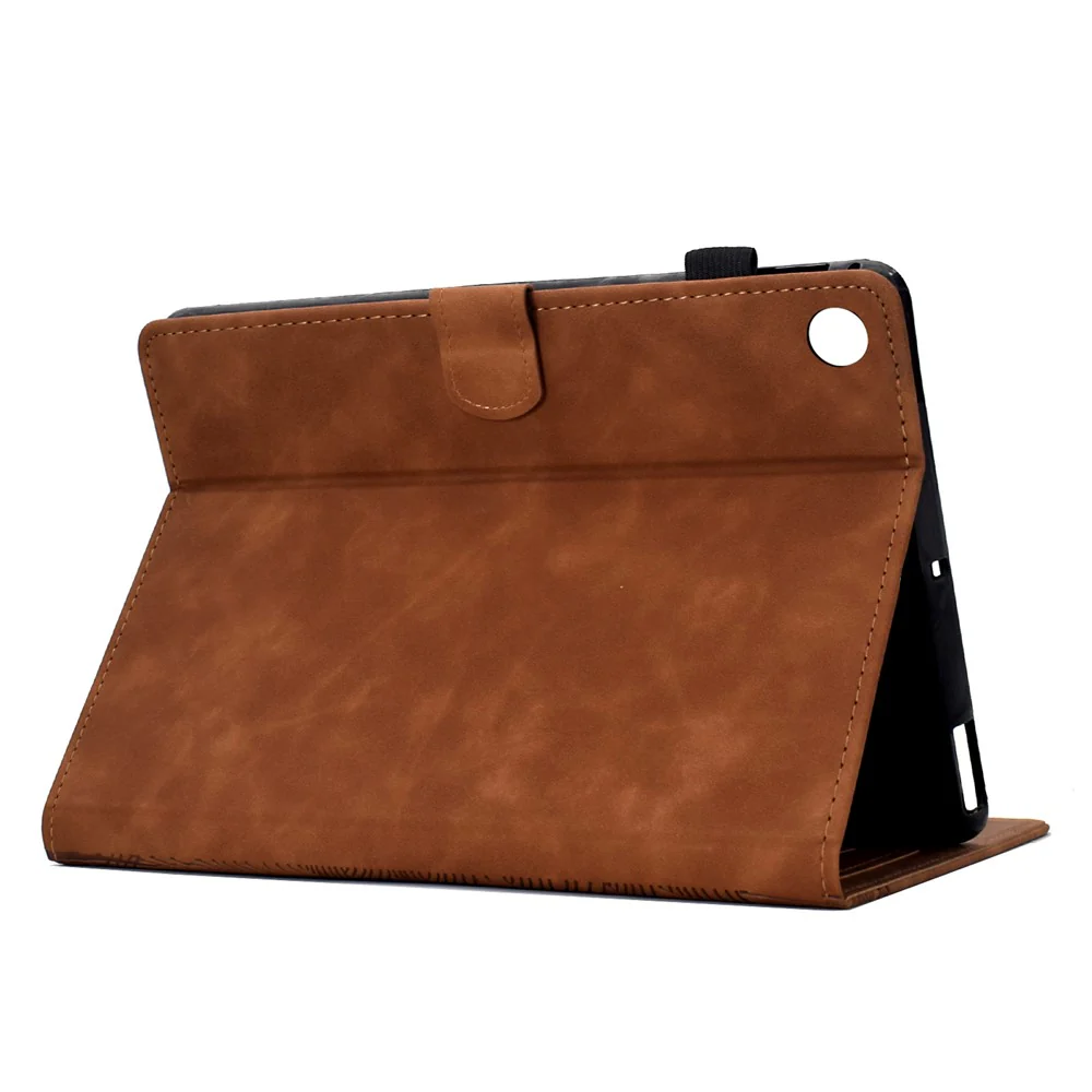 For Lenovo Tab M10 Plus (3rd Gen) Case Cats Imprinted PU Leather Card Slots Tablet Cover - Brown - Image 4