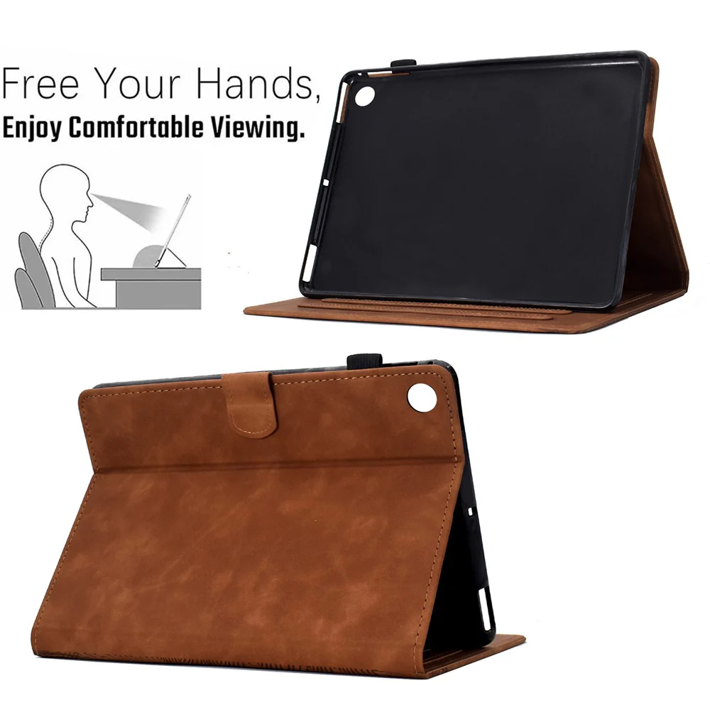 For Lenovo Tab M10 Plus (3rd Gen) Case Cats Imprinted PU Leather Card Slots Tablet Cover - Brown - Image 6
