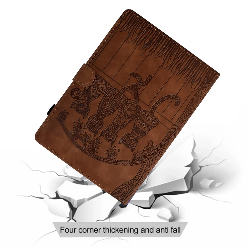 For Lenovo Tab M10 Plus (3rd Gen) Case Cats Imprinted PU Leather Card Slots Tablet Cover - Brown - Image 7