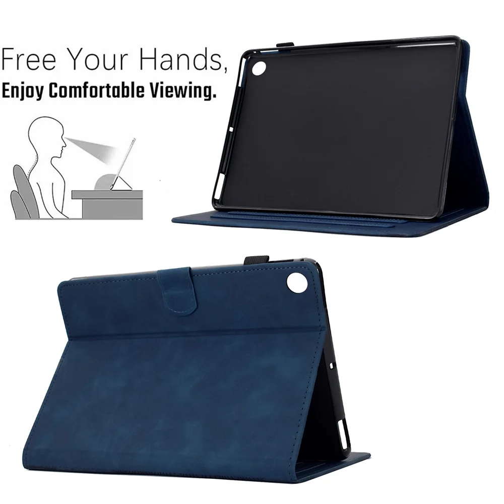 For Lenovo Tab M10 Plus (3rd Gen) Case Cats Imprinted PU Leather Card Slots Tablet Cover - Dark Blue - Image 6