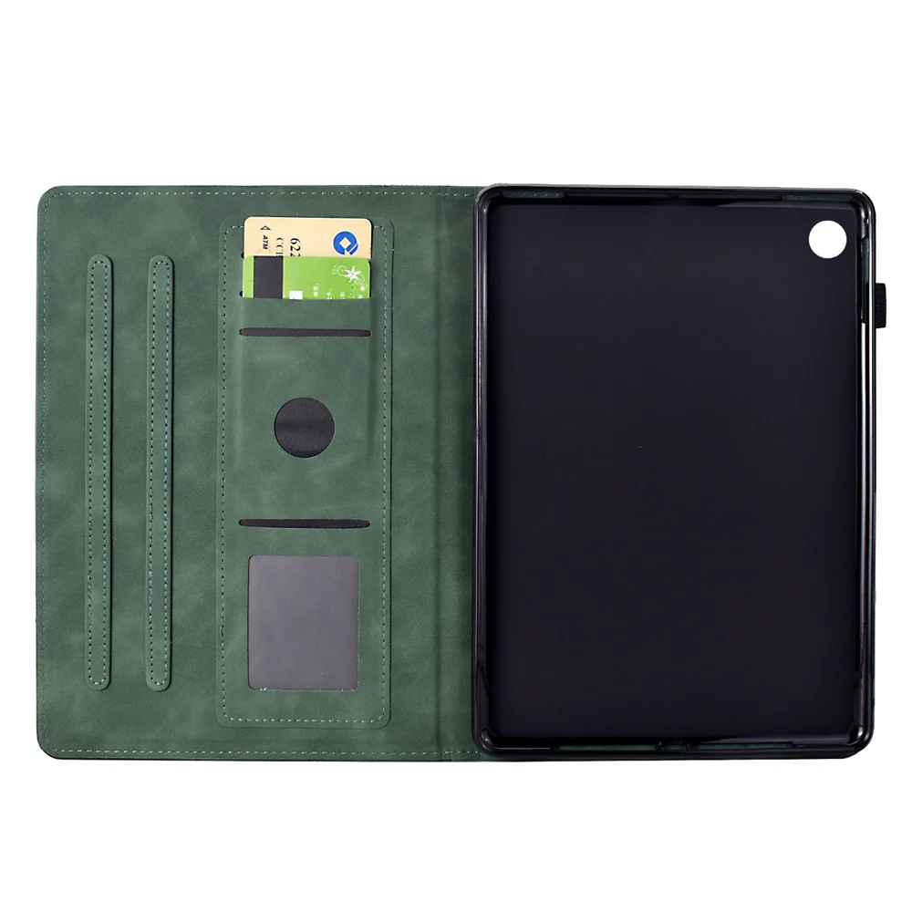 For Lenovo Tab M10 Plus (3rd Gen) Case Cats Imprinted PU Leather Card Slots Tablet Cover - Green - Image 2