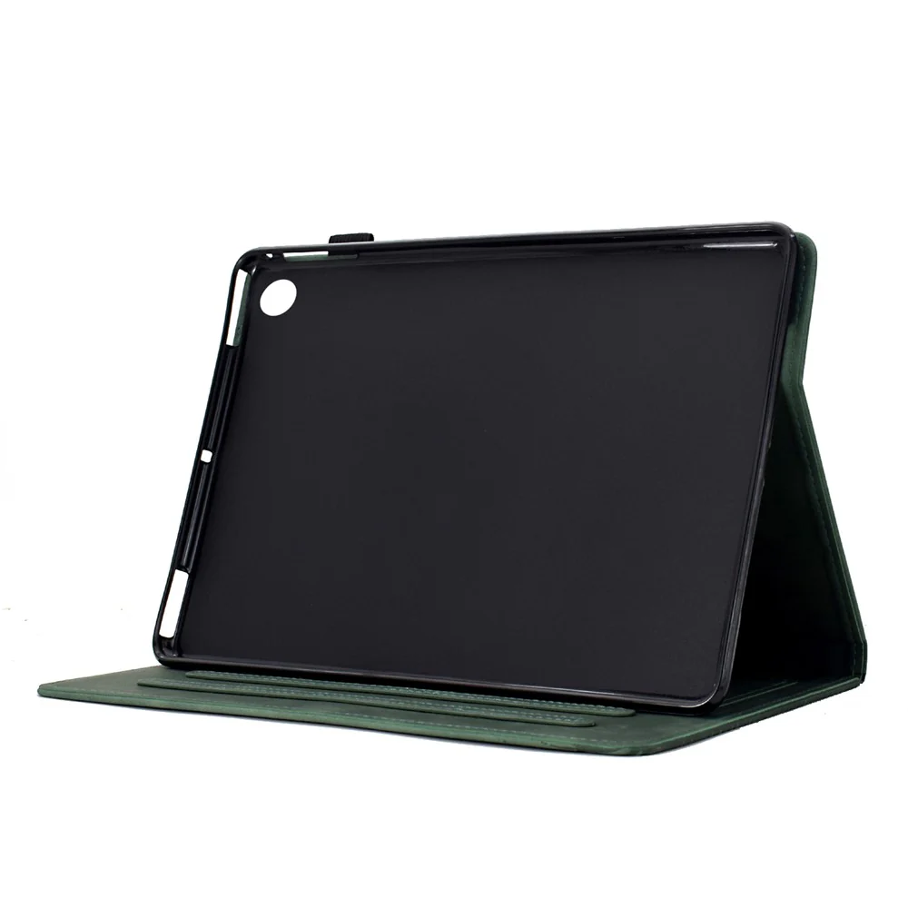 For Lenovo Tab M10 Plus (3rd Gen) Case Cats Imprinted PU Leather Card Slots Tablet Cover - Green - Image 3