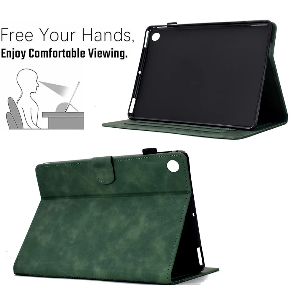 For Lenovo Tab M10 Plus (3rd Gen) Case Cats Imprinted PU Leather Card Slots Tablet Cover - Green - Image 6