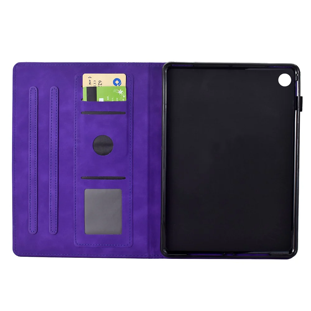 For Lenovo Tab M10 Plus (3rd Gen) Case Cats Imprinted PU Leather Card Slots Tablet Cover - Purple - Image 2
