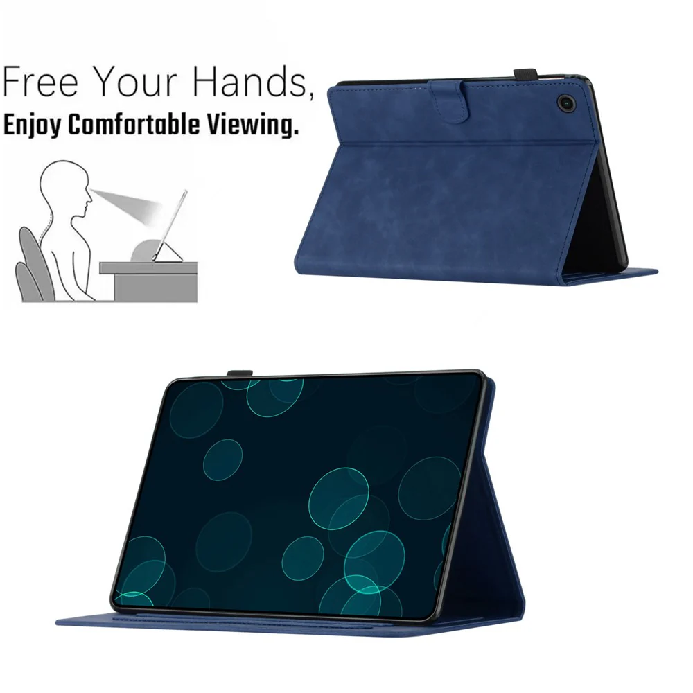 For Lenovo Tab M10 Plus (3rd Gen) Case Coconut Tree Imprinted PU Leather Folio Stand Smart Tablet Cover - Blue - Image 7