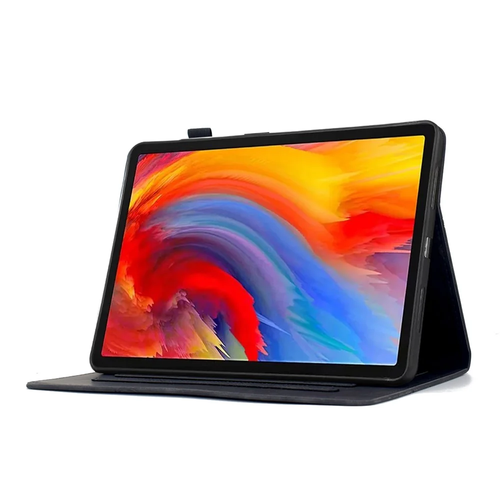 For Lenovo Tab M10 Plus (3rd Gen) Case Flower Bird Imprinted Card Holder Leather Tablet Cover - Black - Image 3