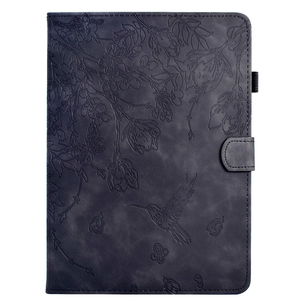 For Lenovo Tab M10 Plus (3rd Gen) Case Flower Bird Imprinted Card Holder Leather Tablet Cover - Black - Image 8