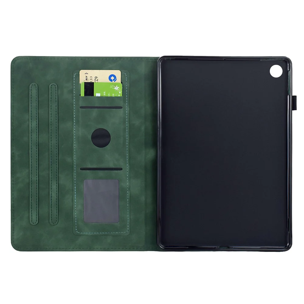For Lenovo Tab M10 Plus (3rd Gen) Case Mandala Imprinted Leather Tablet Cover with Card Slots - Green - Image 2