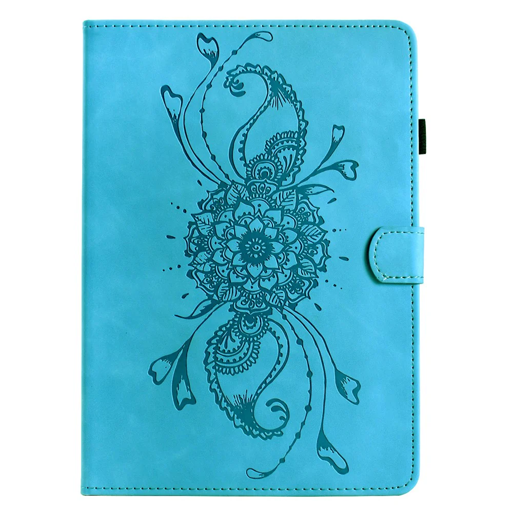 For Lenovo Tab M10 Plus (3rd Gen) Case Mandala Imprinted Leather Tablet Cover with Card Slots - Sky Blue - Image 6