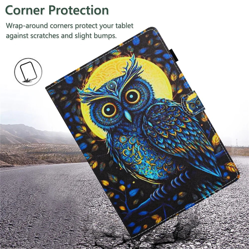 For Lenovo Tab M10 Plus (3rd Gen) Case Pattern Printing Auto Sleep / Wake PU Leather Tablet Cover - Owl - Image 5
