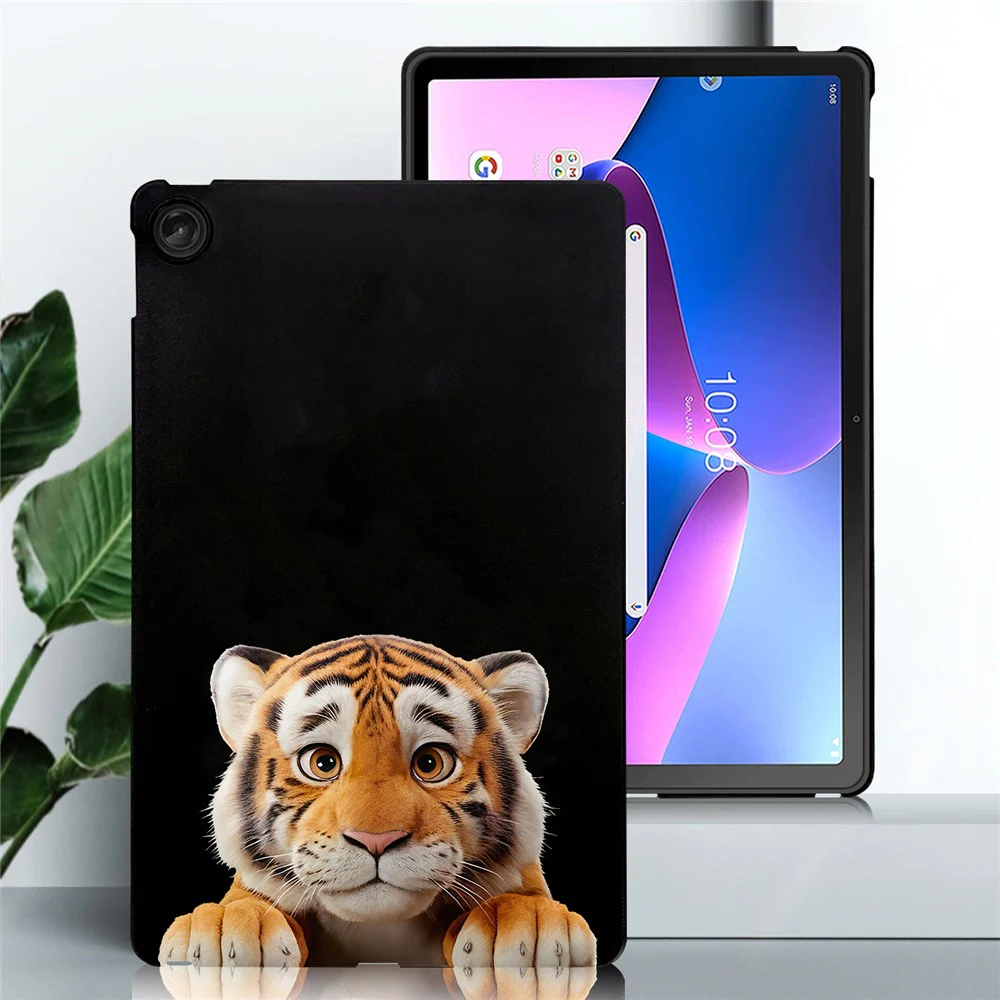 For Lenovo Tab M10 Plus (3rd Gen) Case Pattern Printing Slim TPU Tablet Protective Cover - Little Tiger - Image 2