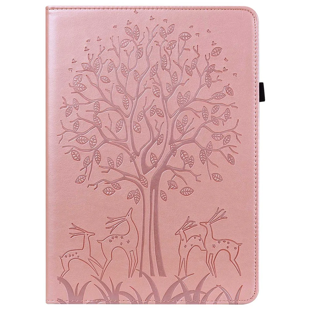 For Lenovo Tab M10 Plus (3rd Gen) Imprinting Tree Deer Pattern Tablet Case PU Leather Card Slots Stand Shell - Rose Gold - Image 2
