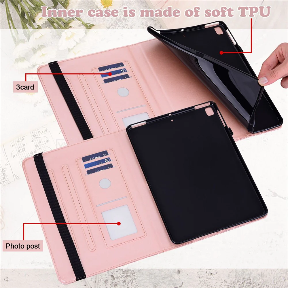 For Lenovo Tab M10 Plus (3rd Gen) Imprinting Tree Deer Pattern Tablet Case PU Leather Card Slots Stand Shell - Rose Gold - Image 5