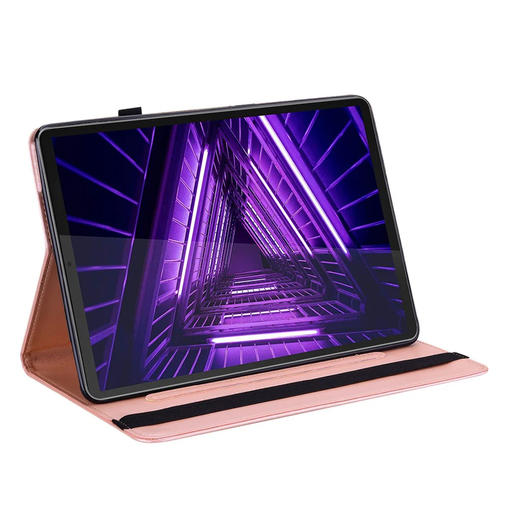 For Lenovo Tab M10 Plus (3rd Gen) Imprinting Tree Deer Pattern Tablet Case PU Leather Card Slots Stand Shell - Rose Gold - Image 6