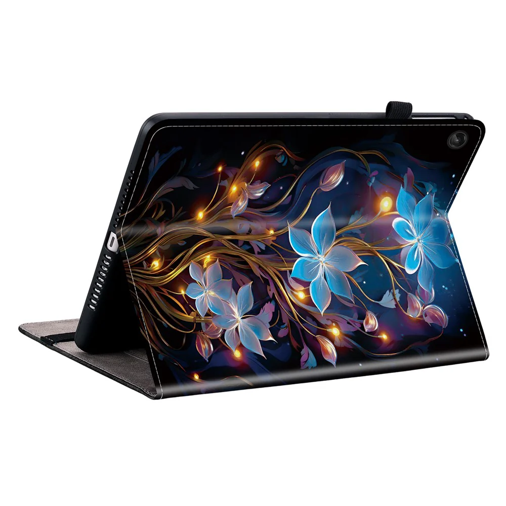 For Lenovo Tab M10 Plus (3rd Gen) Leather Case Pattern Printed Stand Tablet Cover with Card Slots - Small Lantern Flower - Image 4