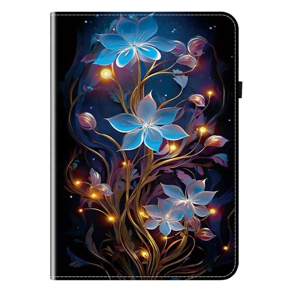 For Lenovo Tab M10 Plus (3rd Gen) Leather Case Pattern Printed Stand Tablet Cover with Card Slots - Small Lantern Flower - Image 7