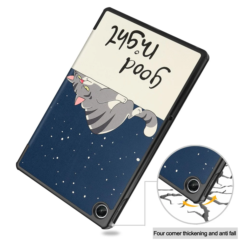 For Lenovo Tab M10 Plus (3rd Gen) Pattern Printing Tri-Fold Stand PU Leather Tablet Case with Auto Sleep / Wake - Cat - Image 7