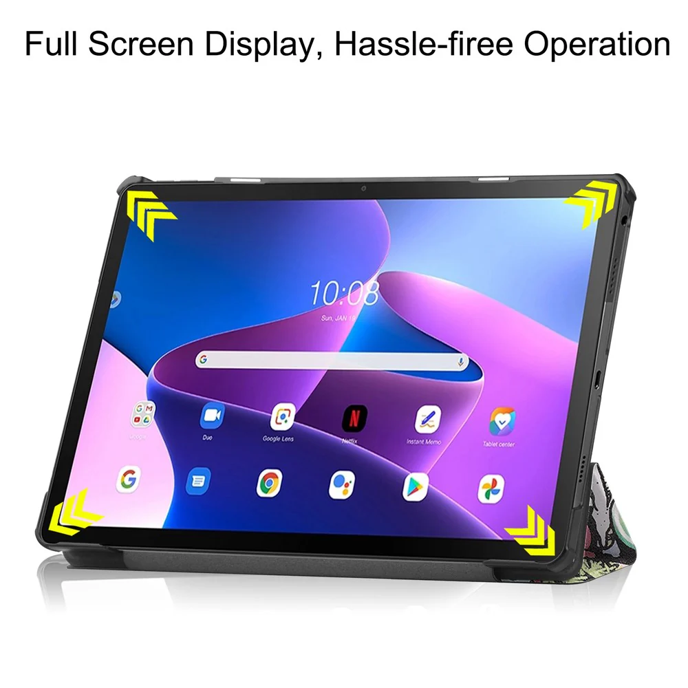 For Lenovo Tab M10 Plus (3rd Gen) Pattern Printing Tri-Fold Stand PU Leather Tablet Case with Auto Sleep / Wake - Graffiti - Image 4