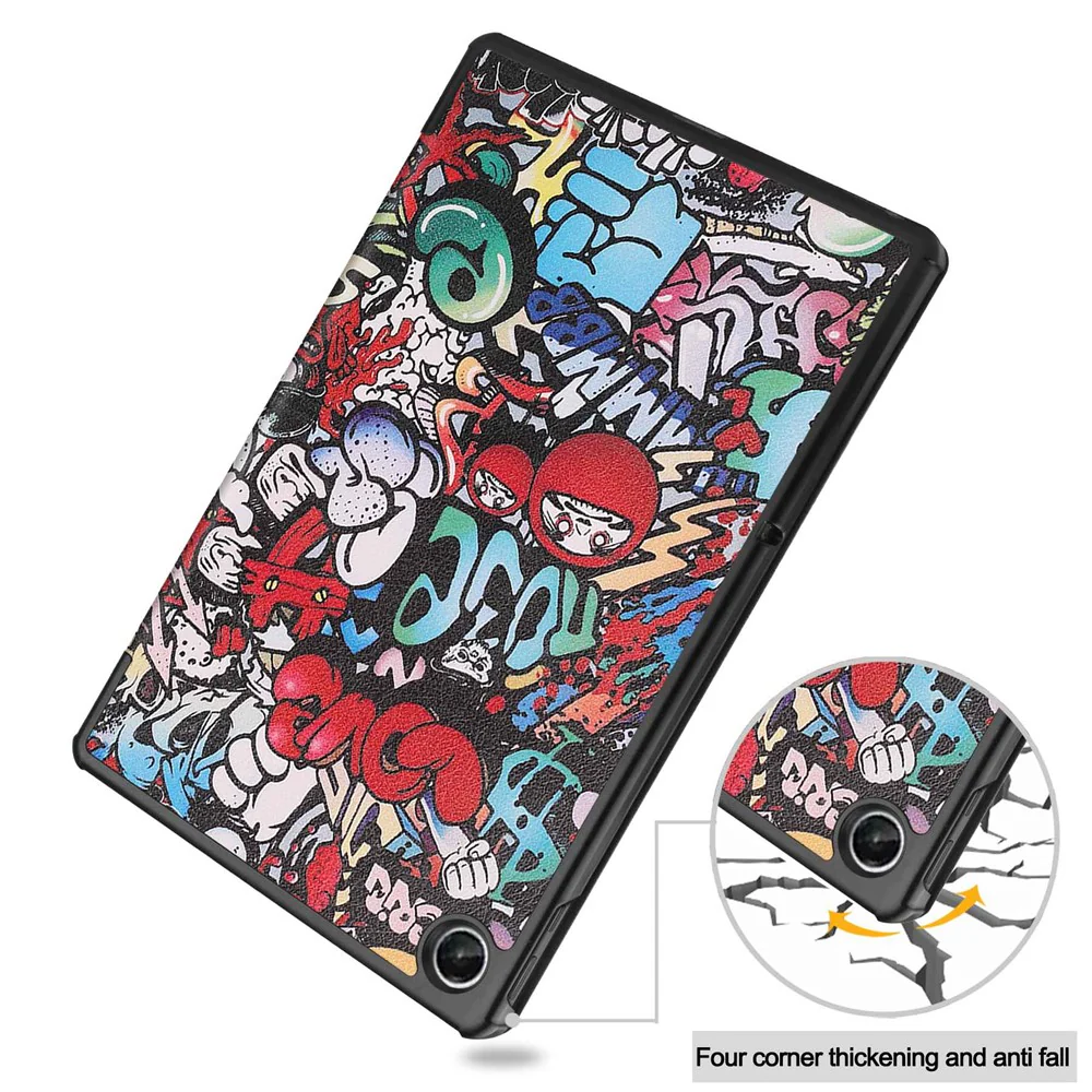 For Lenovo Tab M10 Plus (3rd Gen) Pattern Printing Tri-Fold Stand PU Leather Tablet Case with Auto Sleep / Wake - Graffiti - Image 7