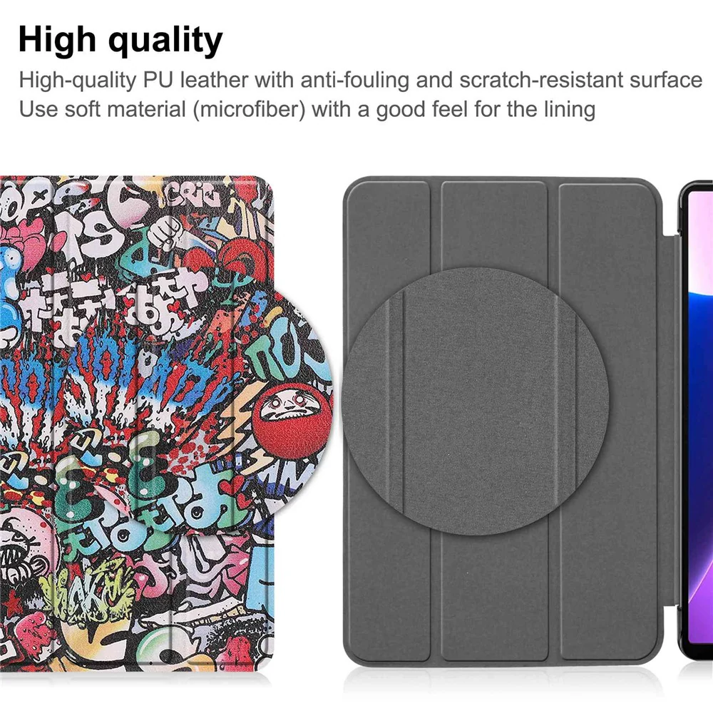 For Lenovo Tab M10 Plus (3rd Gen) Pattern Printing Tri-Fold Stand PU Leather Tablet Case with Auto Sleep / Wake - Graffiti - Image 8