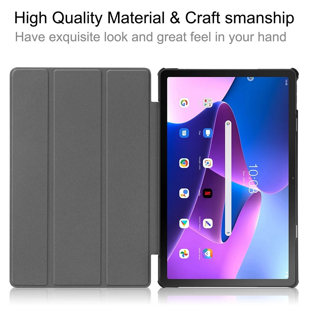 For Lenovo Tab M10 Plus (3rd Gen) Pattern Printing Tri-Fold Stand PU Leather Tablet Case with Auto Sleep / Wake - Starry Night - Image 5