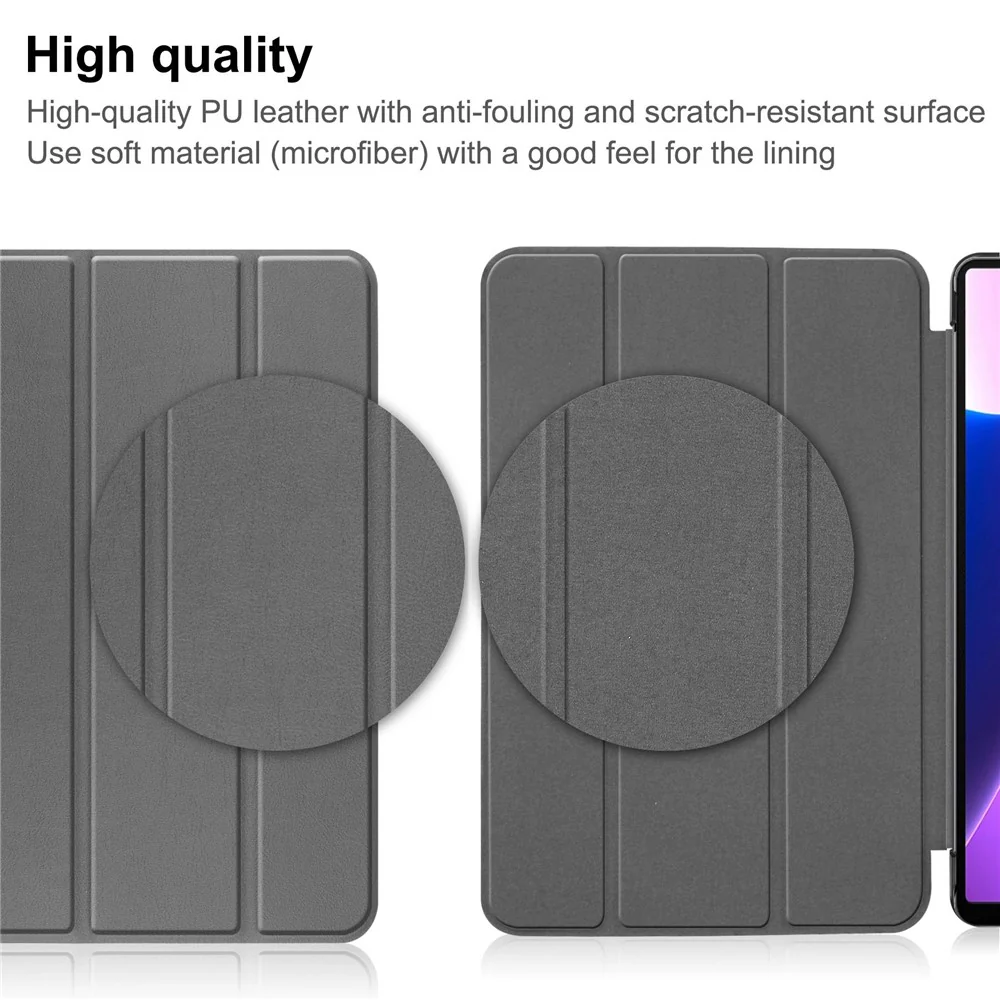 For Lenovo Tab M10 Plus (3rd Gen) PU Leather Trifold Stand Case Auto Sleep / Wake Tablet Full Protection Cover - Grey - Image 8