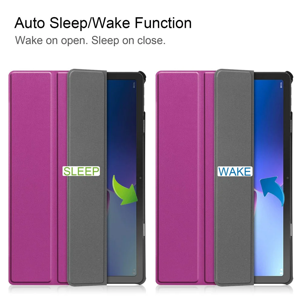 For Lenovo Tab M10 Plus (3rd Gen) PU Leather Trifold Stand Case Auto Sleep / Wake Tablet Full Protection Cover - Purple - Image 2