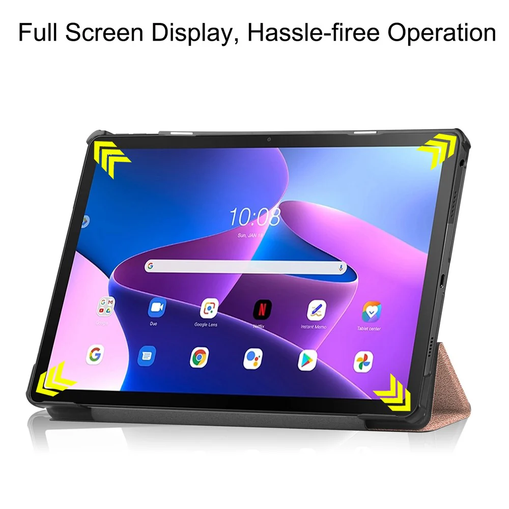 For Lenovo Tab M10 Plus (3rd Gen) PU Leather Trifold Stand Case Auto Sleep / Wake Tablet Full Protection Cover - Rose Gold - Image 4