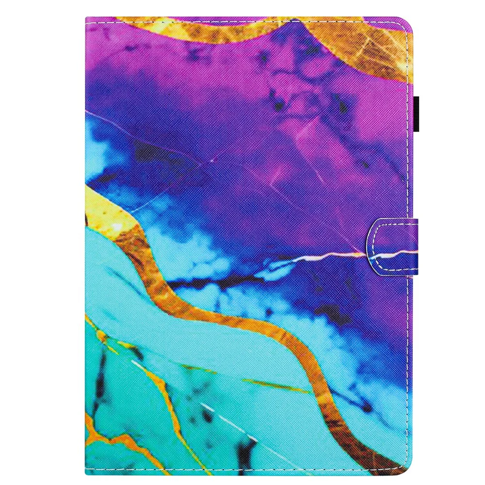 For Lenovo Tab M10 Plus (3rd Gen) Smart Case PU Leather Pattern Stand Tablet Cover - Purple+Blue Marble - Image 6