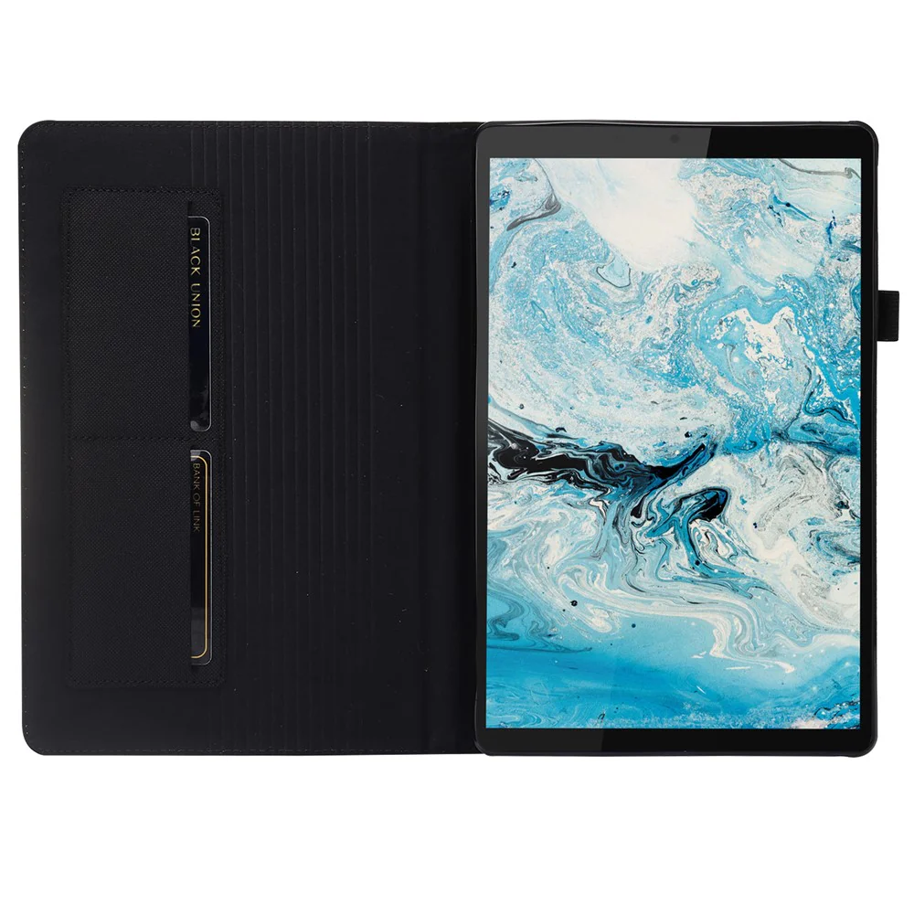 For Lenovo Tab M10 Plus (3rd Gen) Tablet Case Cloth Texture Card Holder Leather Cover - Black - Image 3