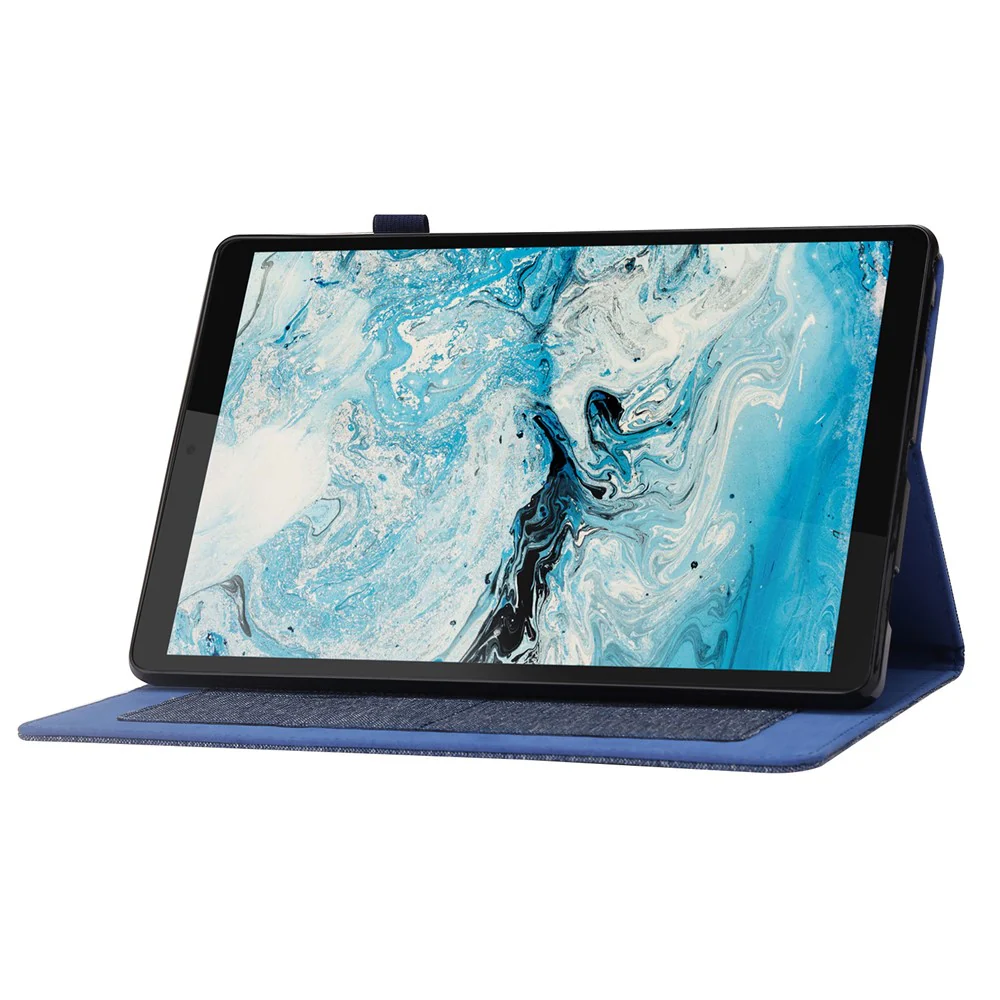 For Lenovo Tab M10 Plus (3rd Gen) Tablet Case Cloth Texture Card Holder Leather Cover - Blue - Image 2