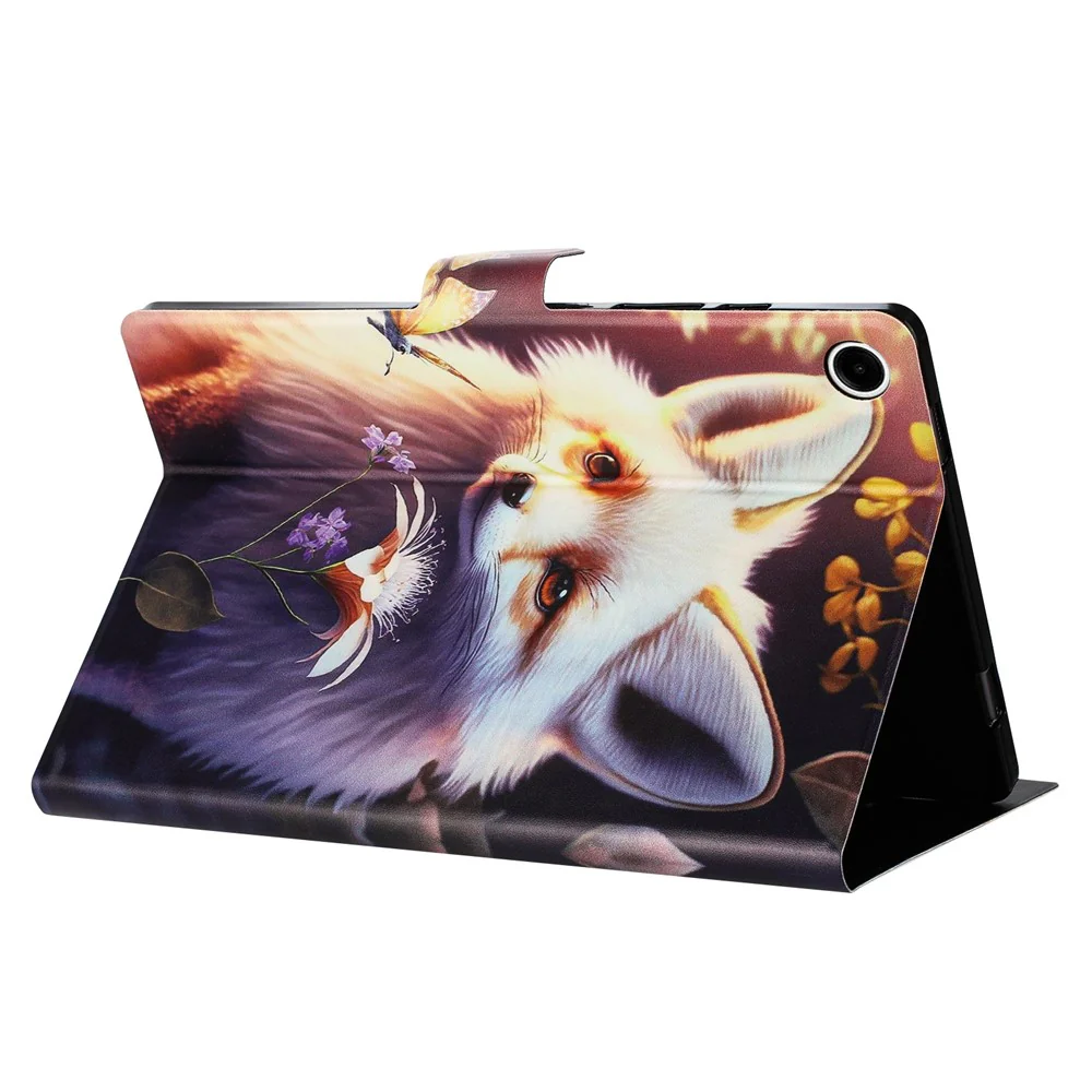 For Lenovo Tab M10 Plus (3rd Gen) TB-128F Case Pattern Printed Stand Litchi Texture Leather Tablet Cover with Card Slots - Fox - Image 4