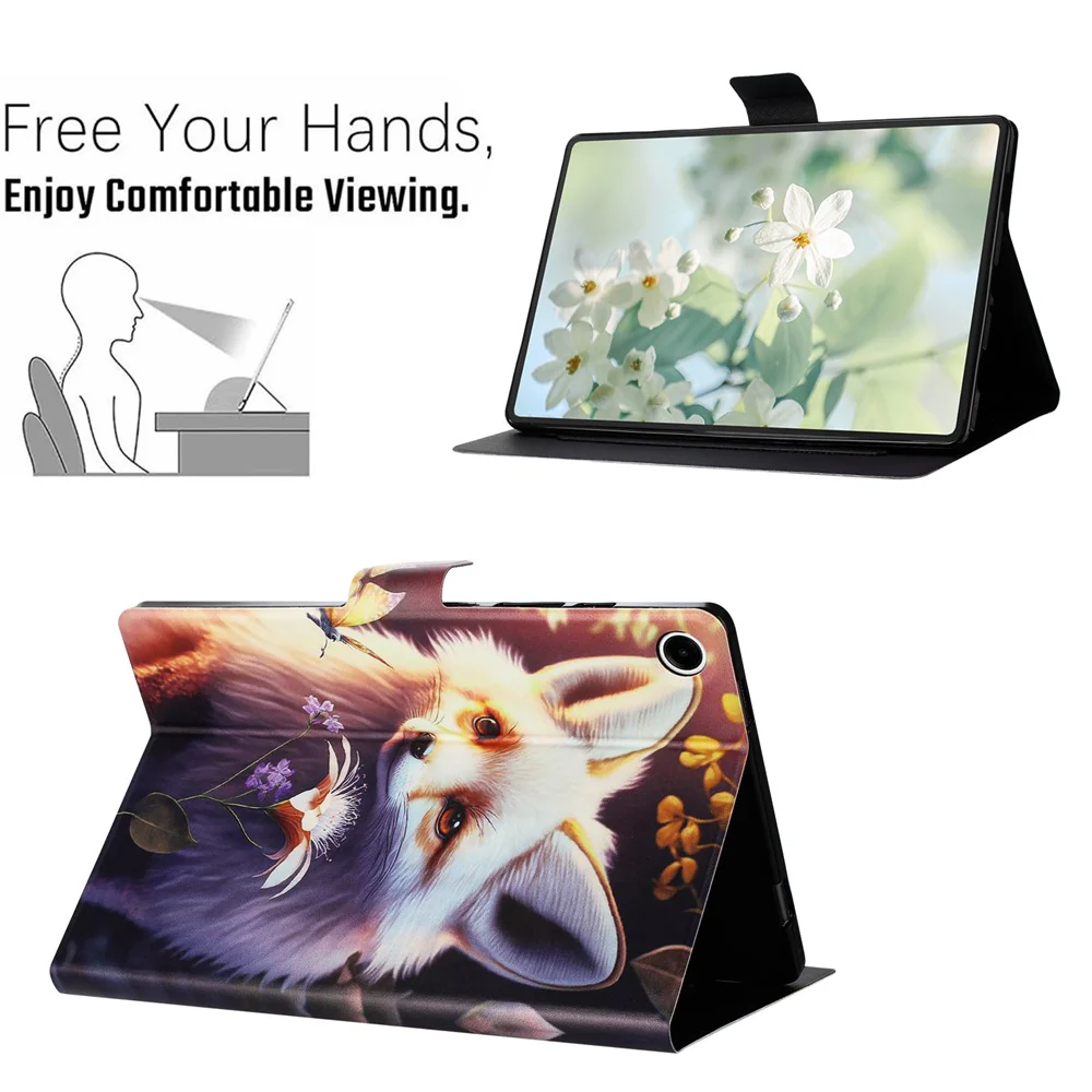 For Lenovo Tab M10 Plus (3rd Gen) TB-128F Case Pattern Printed Stand Litchi Texture Leather Tablet Cover with Card Slots - Fox - Image 7
