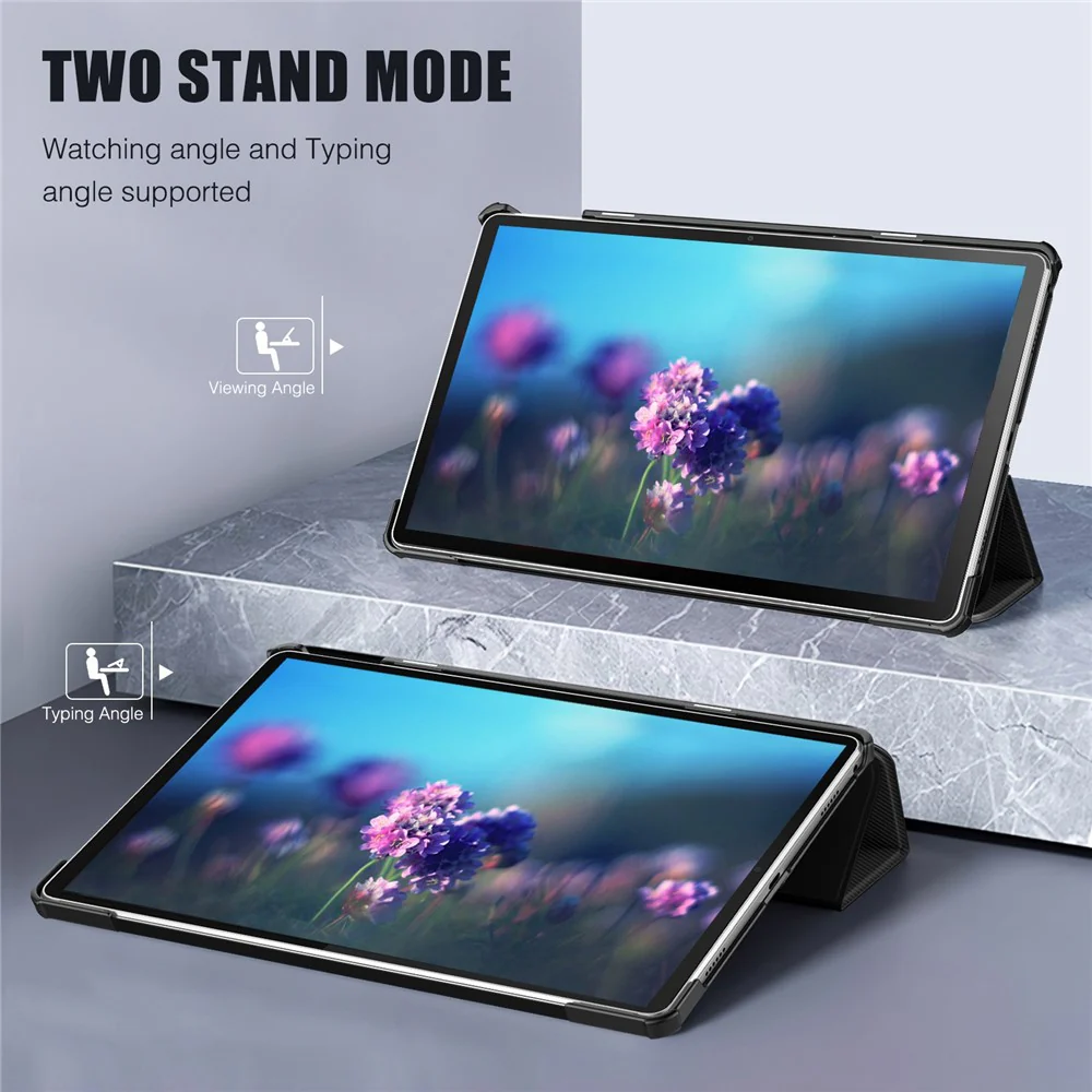 For Lenovo Tab M10 Plus (3rd Gen) Trifold Stand Full Protection PU Leather Tablet Case Auto Wake / Sleep Protective Cover - Black - Image 2
