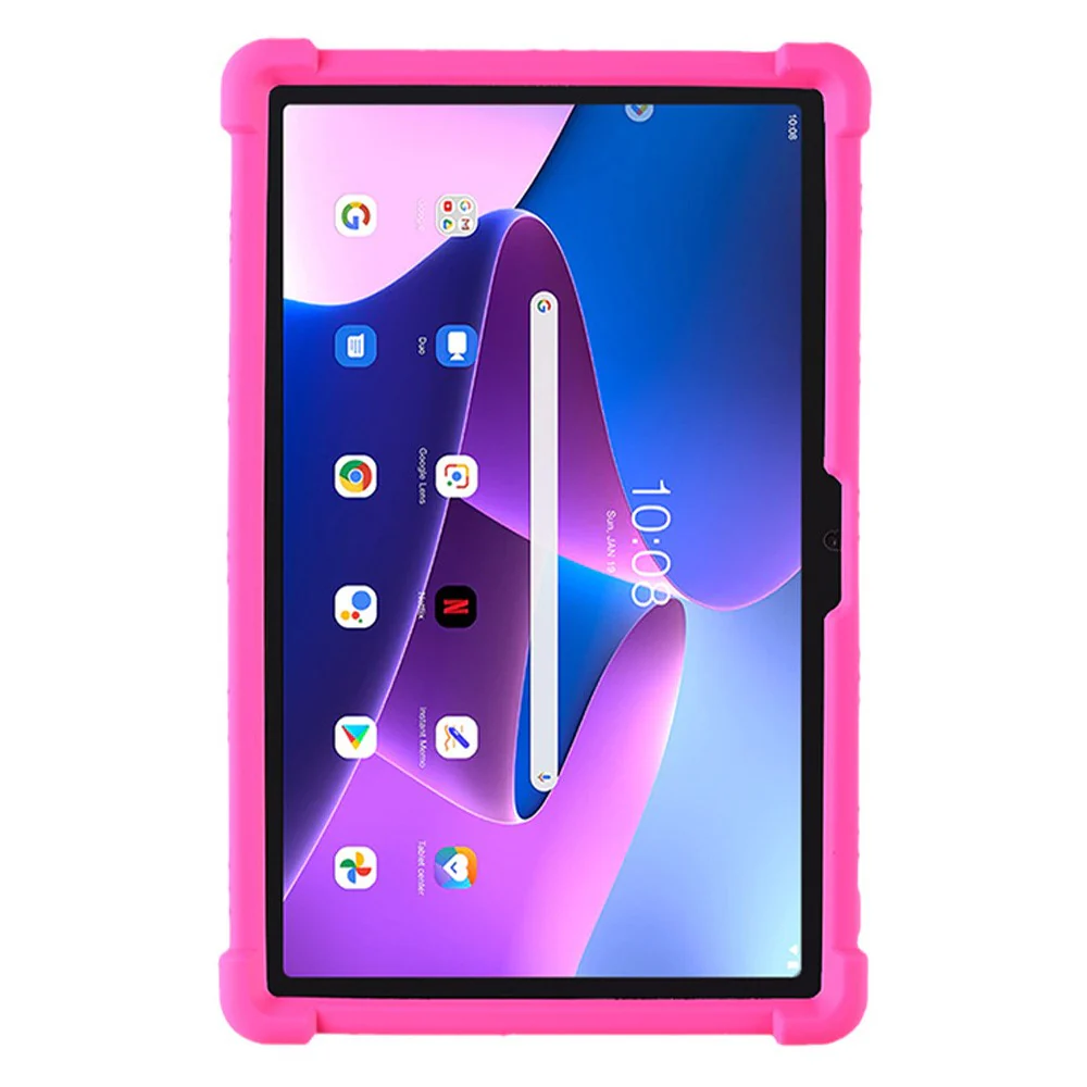 For Lenovo Tab M10 Plus (3rd Gen) / Xiaoxin Pad 2022 10.6 inch 125F / 128 Anti-collision Soft Silicone Tablet Protective Case Cover with Adjustable PC Kickstand - Rose - Image 3