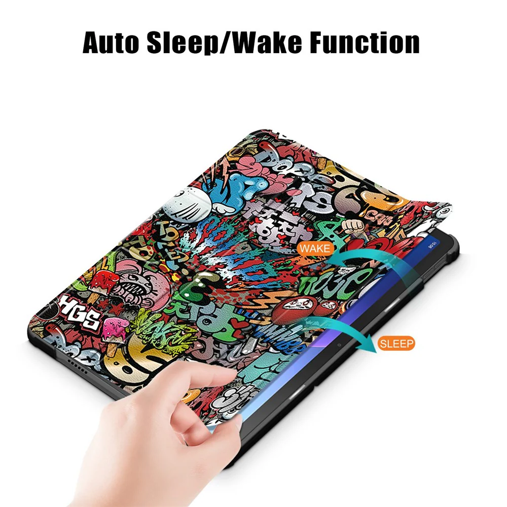 For Lenovo Tab M10 Plus (3rd Gen) / Xiaoxin Pad 2022 10.6 inch 125FTB-128F Trifold Stand Case Pattern Printing PU Leather Smart Cover - Graffiti - Image 5