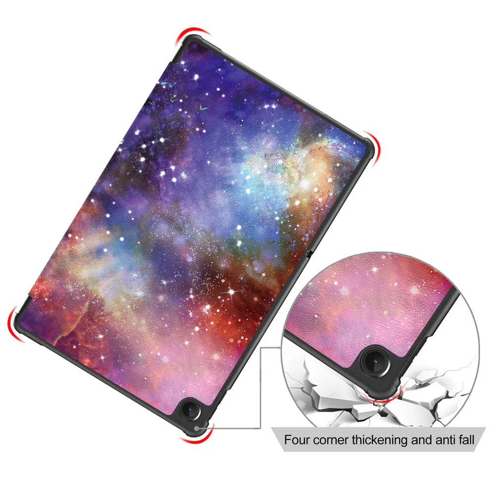 For Lenovo Tab M10 Plus (3rd Gen) / Xiaoxin Pad 2022 10.6 inch 125FTB-128F Trifold Stand Case Pattern Printing PU Leather Smart Cover - The Milky Way - Image 7