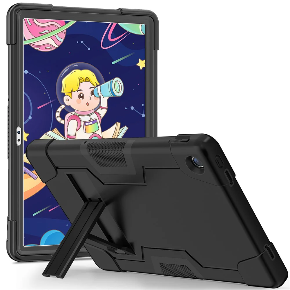 For Lenovo Tab M10 Plus (3rd Gen) / Xiaoxin Pad 2022 10.6 inch 125FU / 128FU Protective Case Robot Pattern Silicone+PC Tablet Anti-Scratch Cover Shockproof Portable Kickstand Case - Black