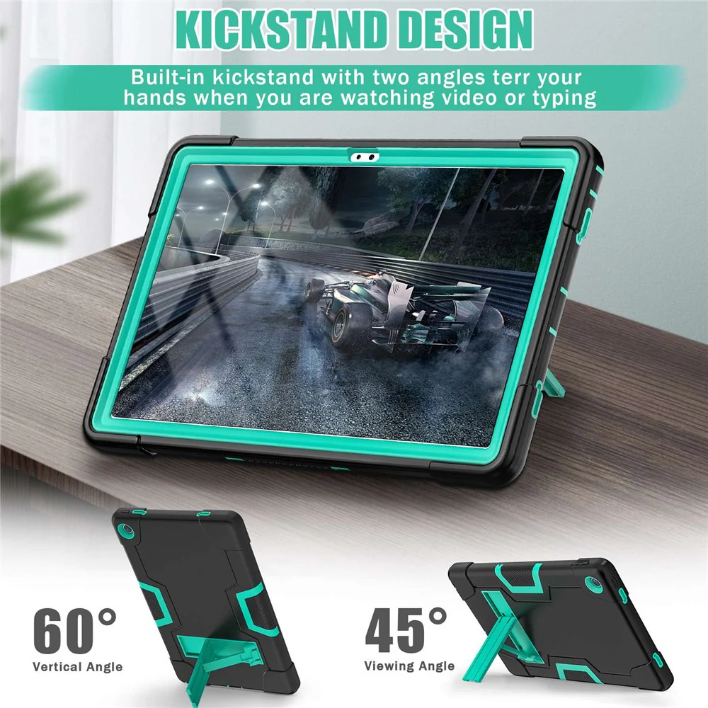 For Lenovo Tab M10 Plus (3rd Gen) / Xiaoxin Pad 2022 10.6 inch 125FU / 128FU Protective Case Robot Pattern Silicone+PC Tablet Anti-Scratch Cover Shockproof Portable Kickstand Case - Black / Mint Green - Image 3