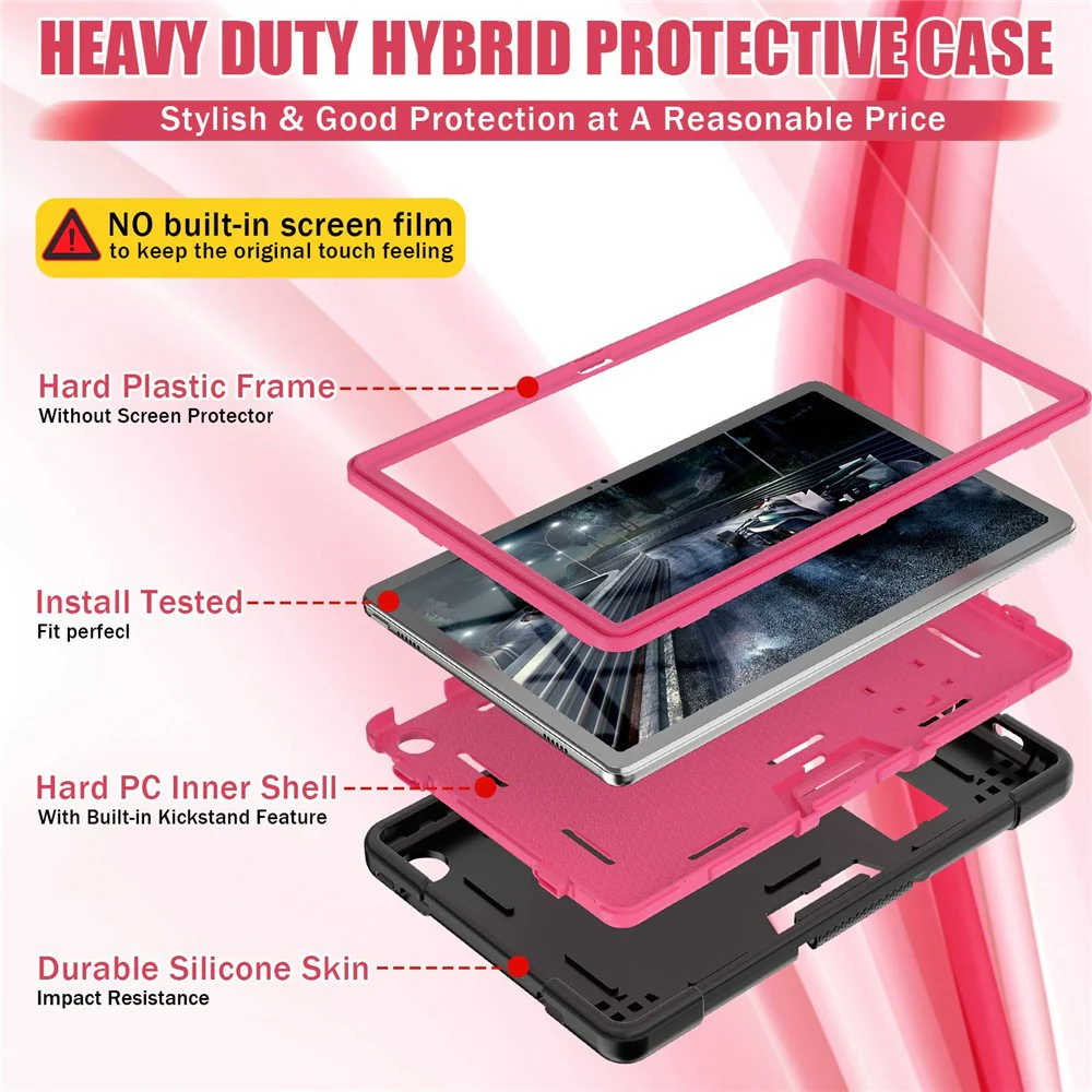 For Lenovo Tab M10 Plus (3rd Gen) / Xiaoxin Pad 2022 10.6 inch 125FU / 128FU Protective Case Robot Pattern Silicone+PC Tablet Anti-Scratch Cover Shockproof Portable Kickstand Case - Black / Rose - Image 5