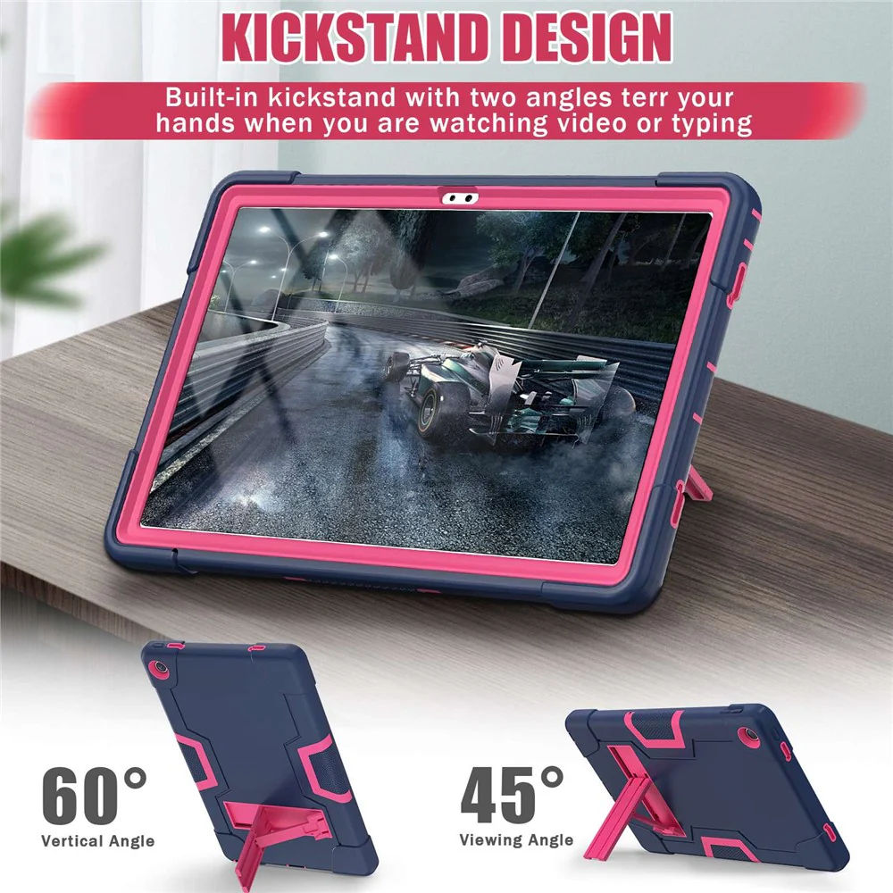 For Lenovo Tab M10 Plus (3rd Gen) / Xiaoxin Pad 2022 10.6 inch 125FU / 128FU Protective Case Robot Pattern Silicone+PC Tablet Anti-Scratch Cover Shockproof Portable Kickstand Case - Navy Blue / Rose - Image 3
