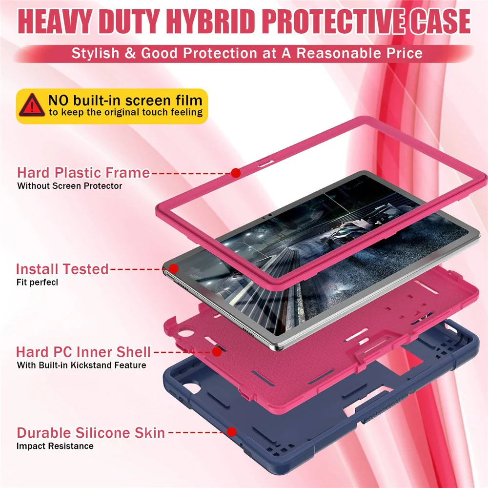 For Lenovo Tab M10 Plus (3rd Gen) / Xiaoxin Pad 2022 10.6 inch 125FU / 128FU Protective Case Robot Pattern Silicone+PC Tablet Anti-Scratch Cover Shockproof Portable Kickstand Case - Navy Blue / Rose - Image 5