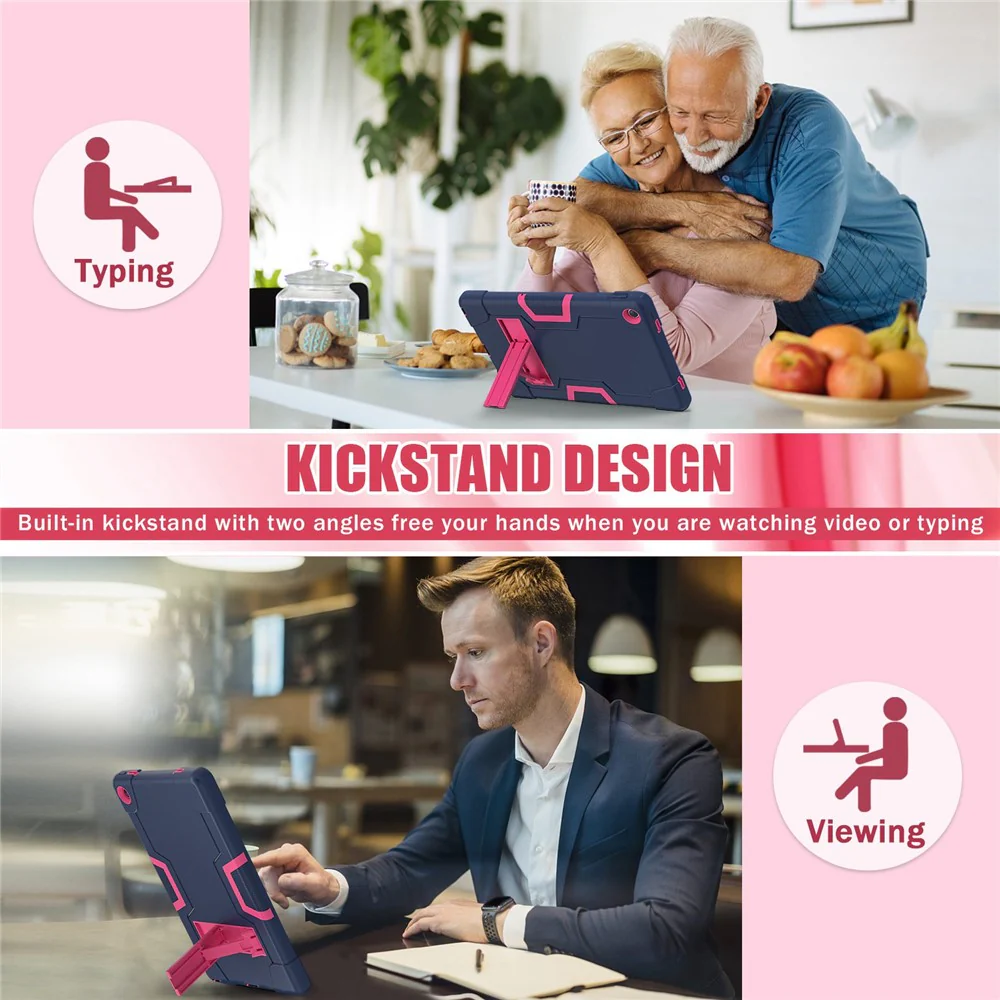 For Lenovo Tab M10 Plus (3rd Gen) / Xiaoxin Pad 2022 10.6 inch 125FU / 128FU Protective Case Robot Pattern Silicone+PC Tablet Anti-Scratch Cover Shockproof Portable Kickstand Case - Navy Blue / Rose - Image 7