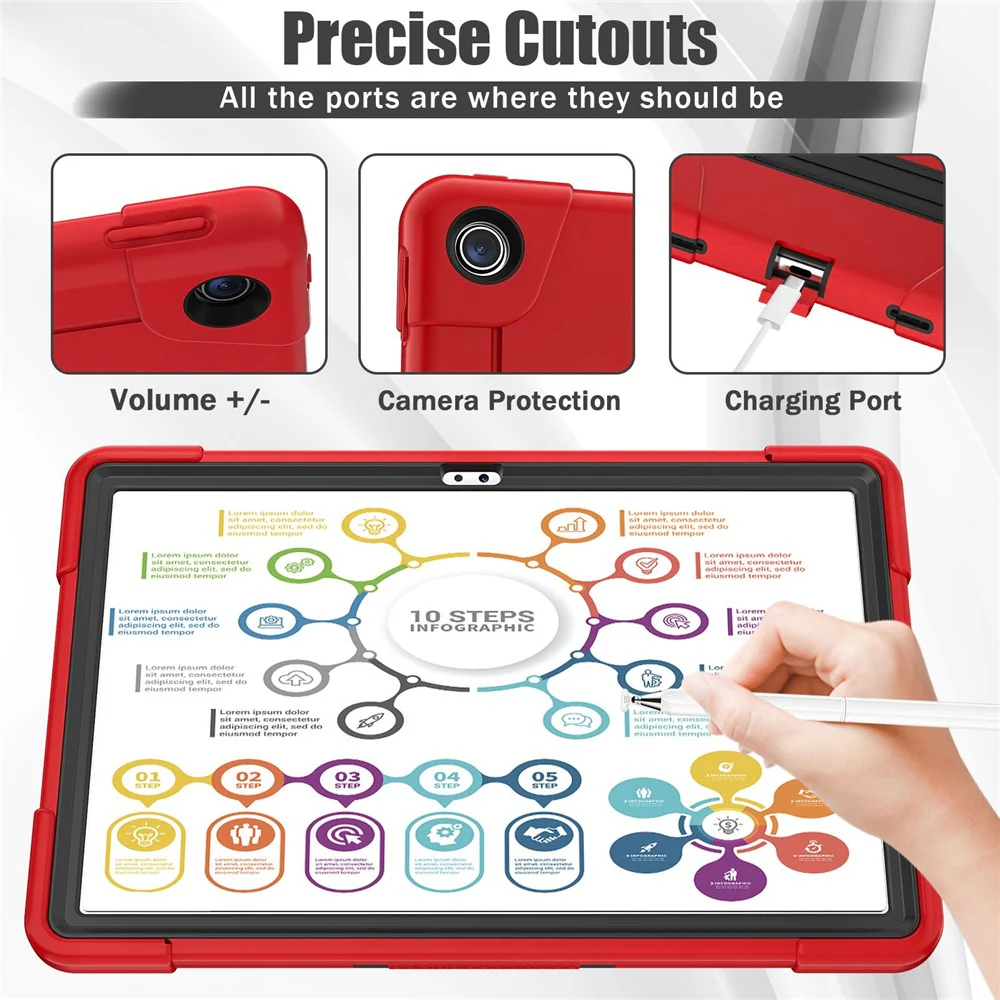 For Lenovo Tab M10 Plus (3rd Gen) / Xiaoxin Pad 2022 10.6 inch 125FU / 128FU Protective Case Robot Pattern Silicone+PC Tablet Anti-Scratch Cover Shockproof Portable Kickstand Case - Red / Black - Image 2