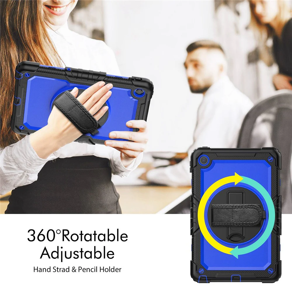 For Lenovo Tab M10 Plus (3rd Gen) / Xiaoxin Pad 2022 10.6 inch 125FU / 128FU Silicone+PC Protective Case with Shoulder Strap Anti-Scratch Cover Shockproof Portable Tablet Kickstand Case - Blue PC / Black - Image 2