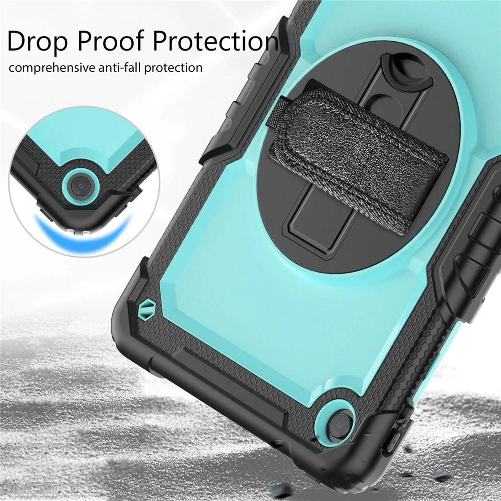 For Lenovo Tab M10 Plus (3rd Gen) / Xiaoxin Pad 2022 10.6 inch 125FU / 128FU Silicone+PC Protective Case with Shoulder Strap Anti-Scratch Cover Shockproof Portable Tablet Kickstand Case - Cyan PC / Black - Image 7