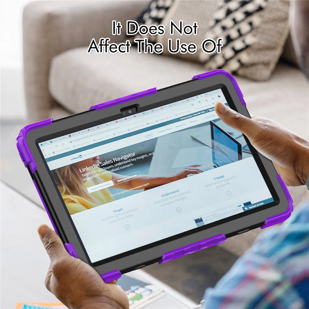 For Lenovo Tab M10 Plus (3rd Gen) / Xiaoxin Pad 2022 10.6 inch 125FU / 128FU Silicone+PC Protective Case with Shoulder Strap Anti-Scratch Cover Shockproof Portable Tablet Kickstand Case - Purple - Image 4