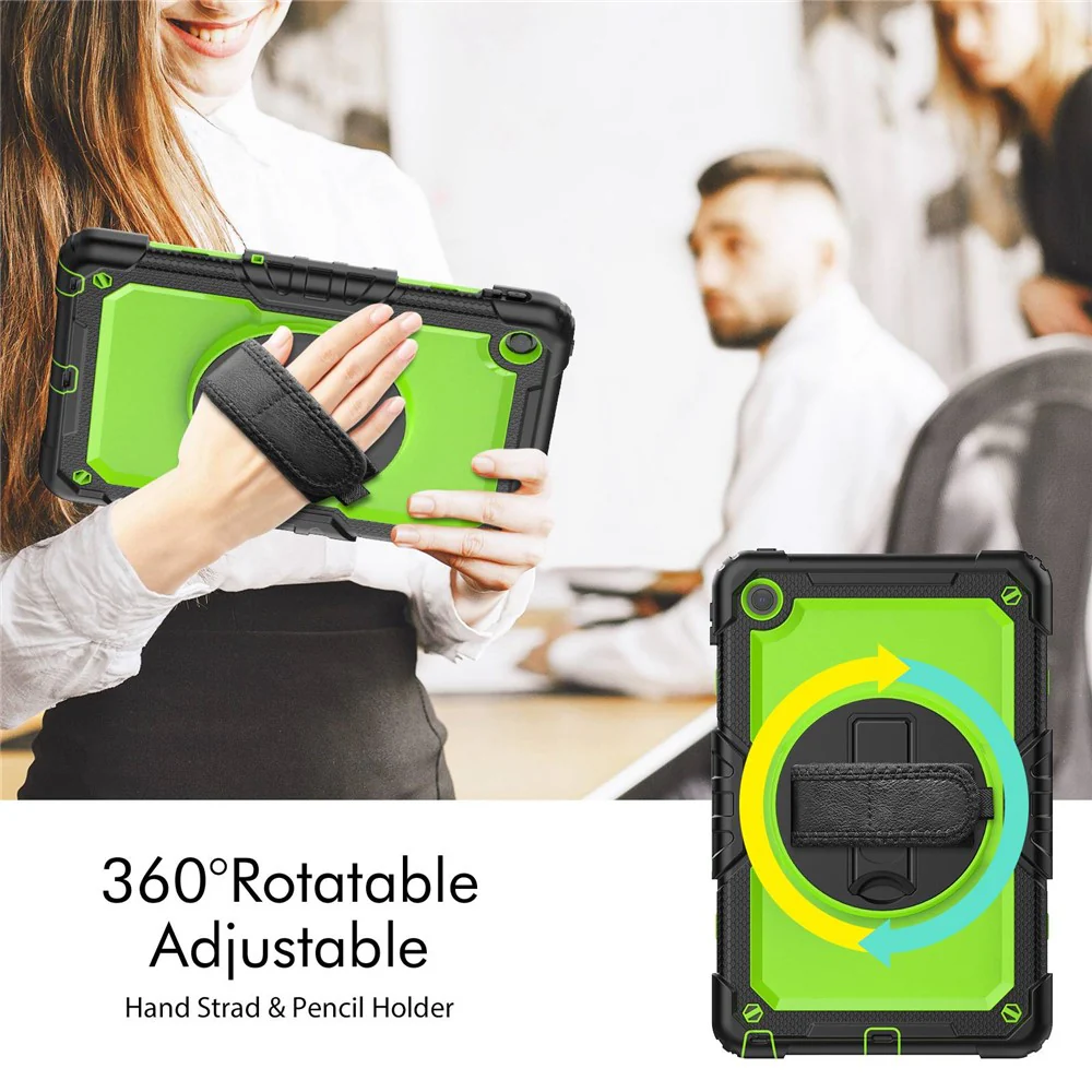 For Lenovo Tab M10 Plus (3rd Gen) / Xiaoxin Pad 2022 10.6 inch 125FU / 128FU Silicone+PC Protective Case with Shoulder Strap Anti-Scratch Cover Shockproof Portable Tablet Kickstand Case - Yellowgreen PC / Black - Image 2