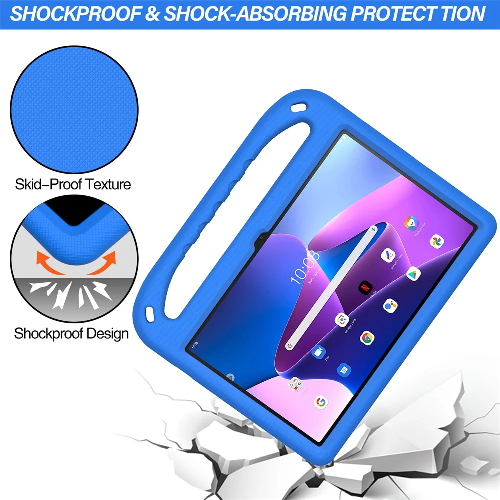 For Lenovo Tab M10 Plus (3rd Gen) / Xiaoxin Pad 2022 10.6 inch Anti-fall EVA Tablet Case Kickstand Hand Grip Scratch-resistant Portable Tablet Cover - Blue - Image 2