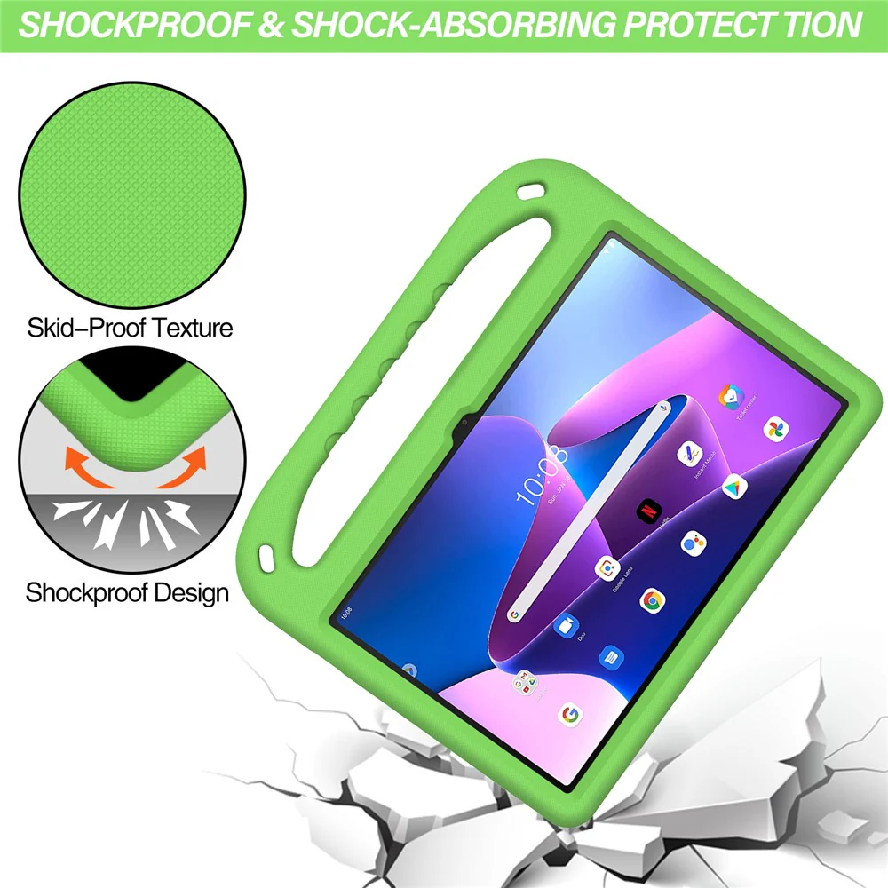 For Lenovo Tab M10 Plus (3rd Gen) / Xiaoxin Pad 2022 10.6 inch Anti-fall EVA Tablet Case Kickstand Hand Grip Scratch-resistant Portable Tablet Cover - Green - Image 2